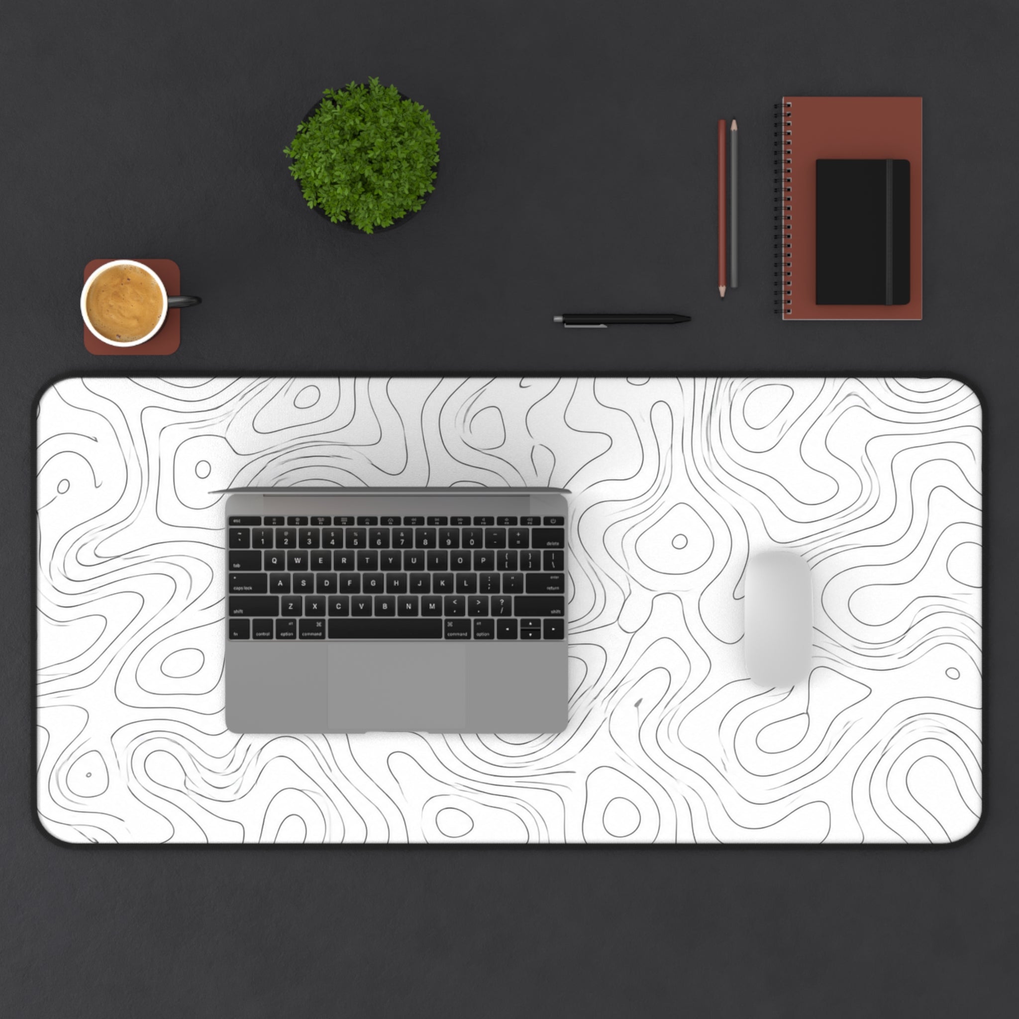 White Topographic Mousepad