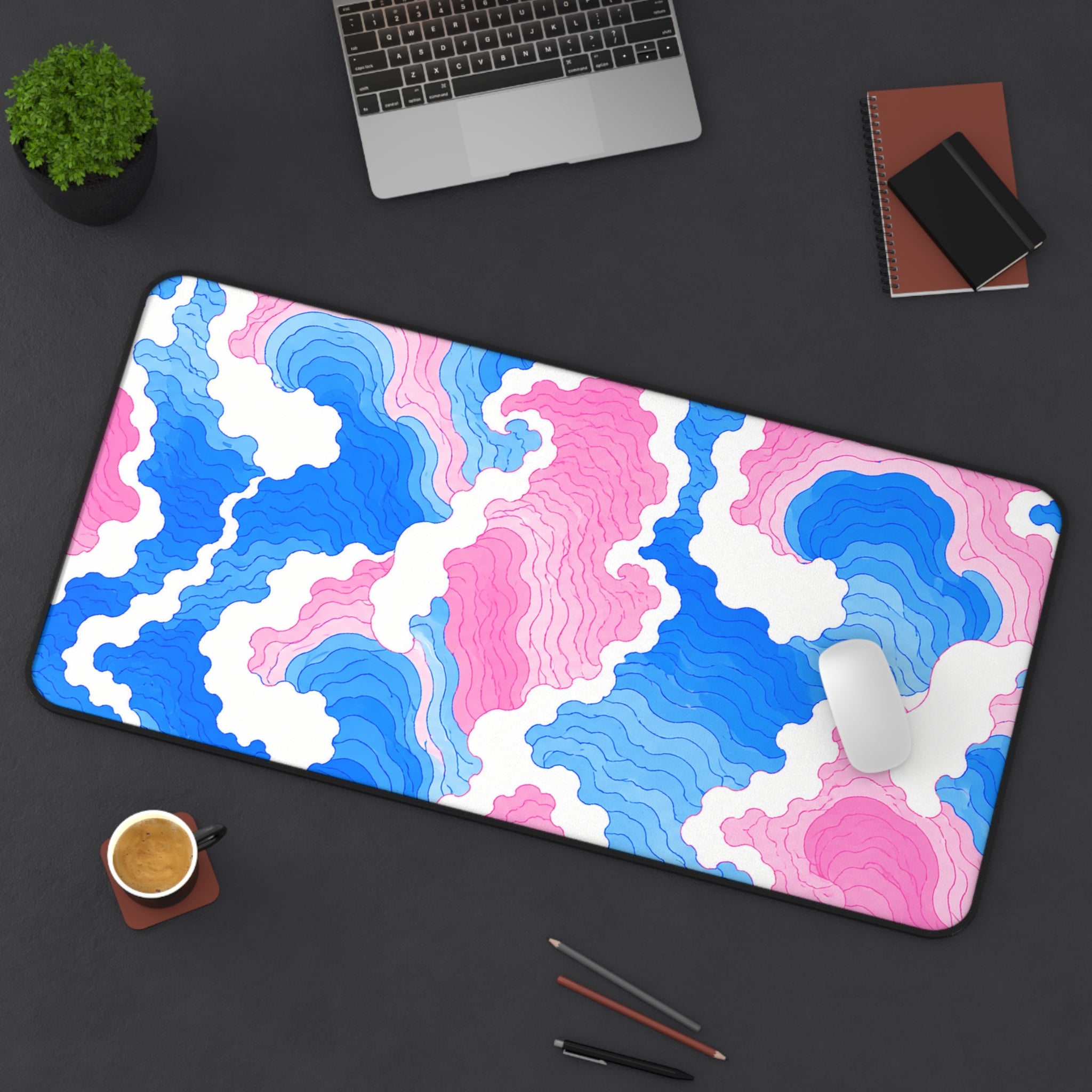 Waves Blue & Pink & White