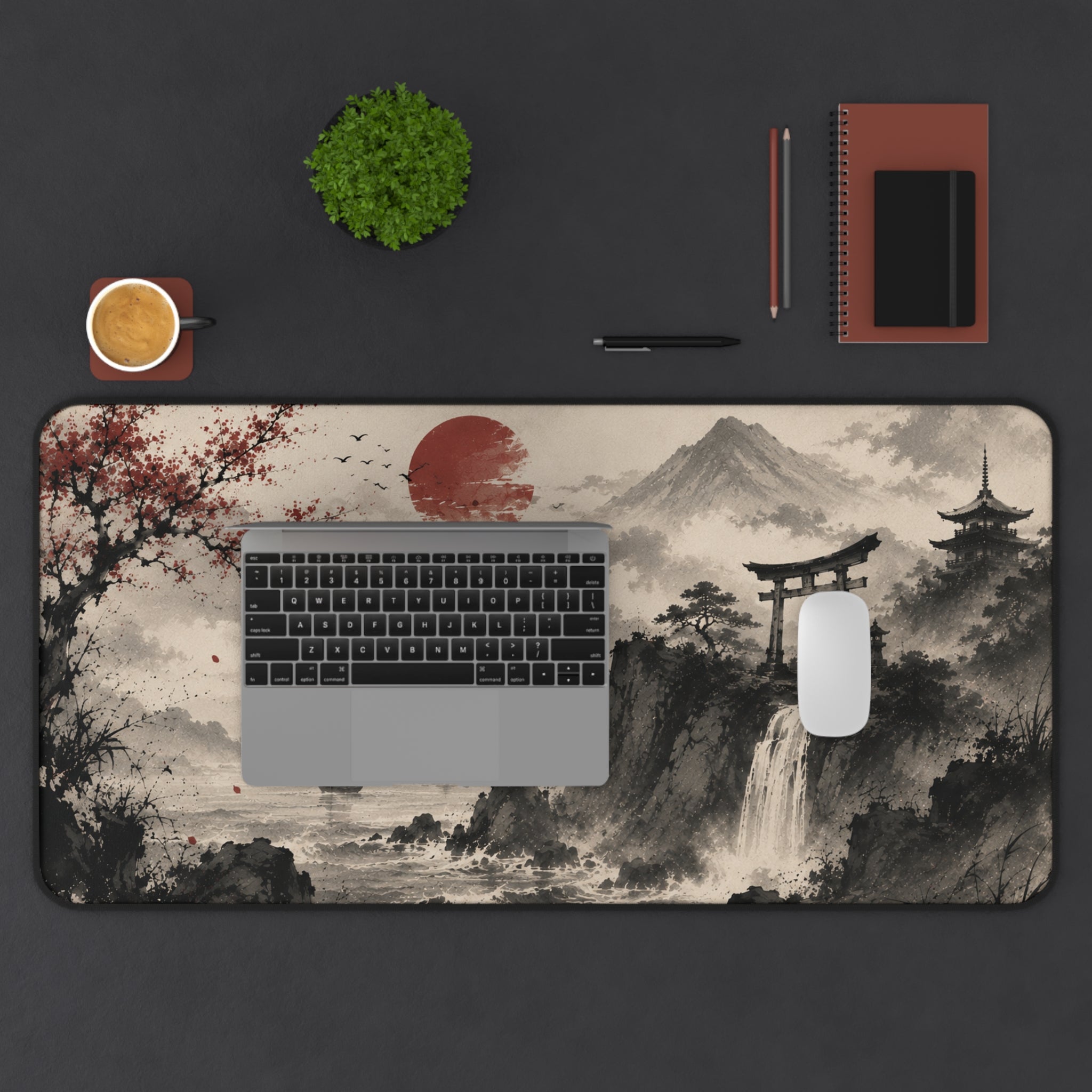 Japanese Ink Waterfall Mousepad