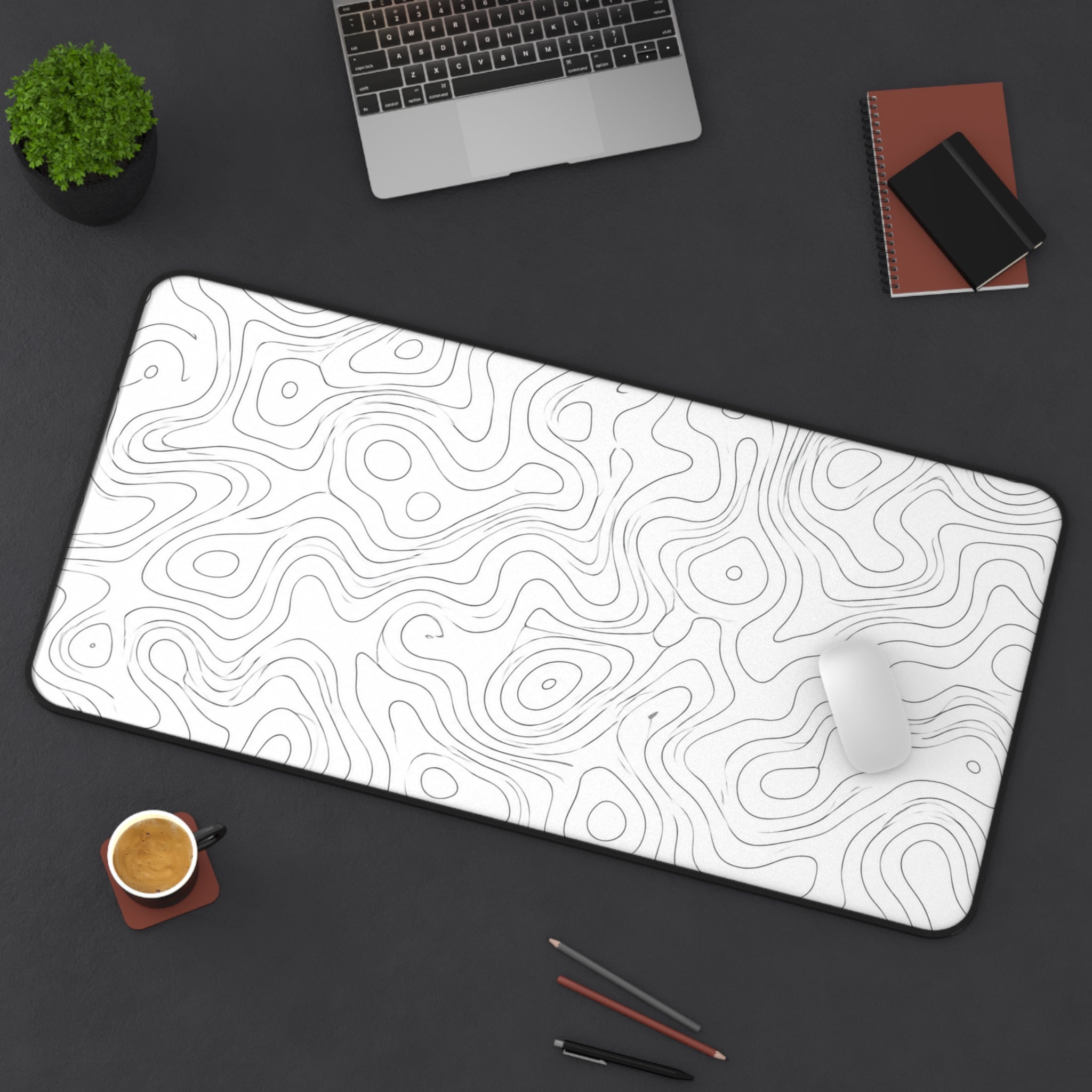 White Topographic Mousepad