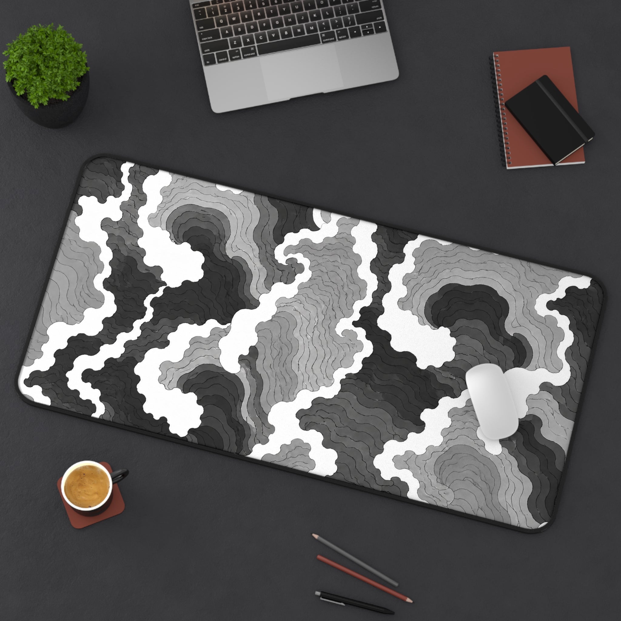 Waves Grey & Black Mousepad