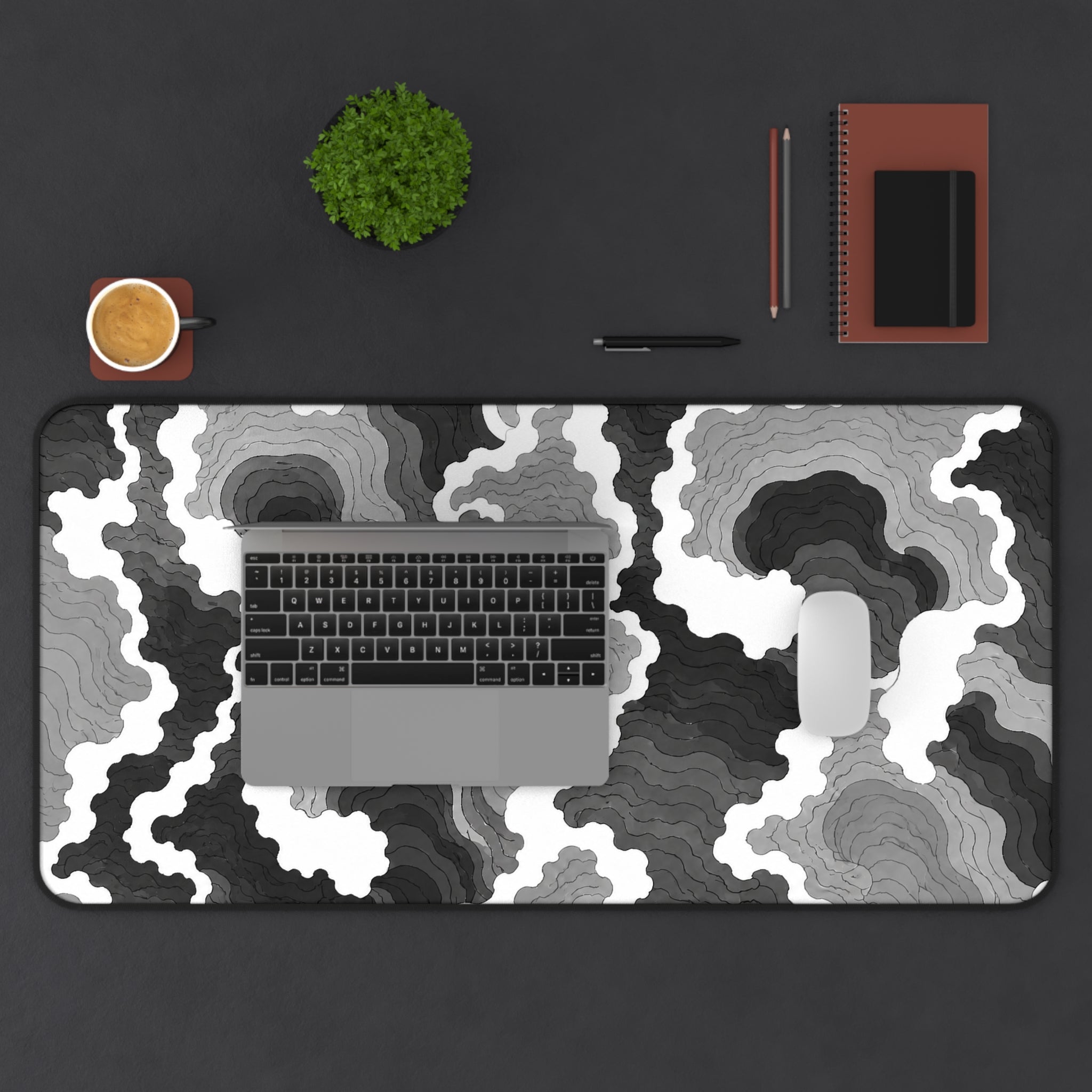Waves Grey & Black Mousepad